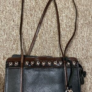 Brighton Black and Brown Studded Shoulder Bag